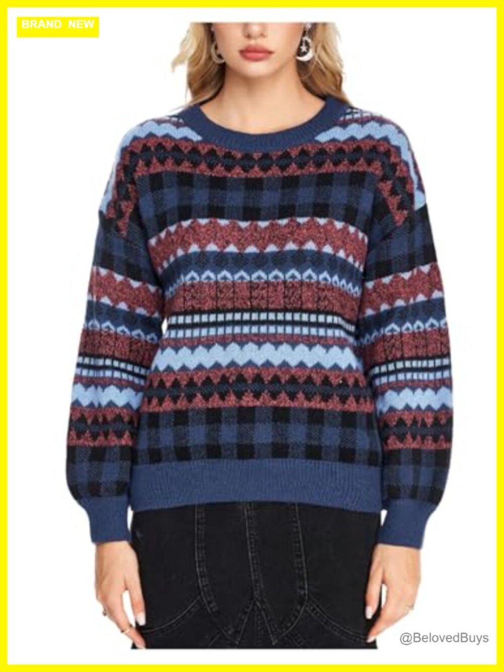 Plus Size Grunge Punk Print Long Sleeve Pullover Sweater Top